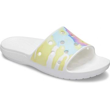 Chanclas Crocs Classic Tie-Dye Graphic Hombre Blancos | Mexico 1274MQZA